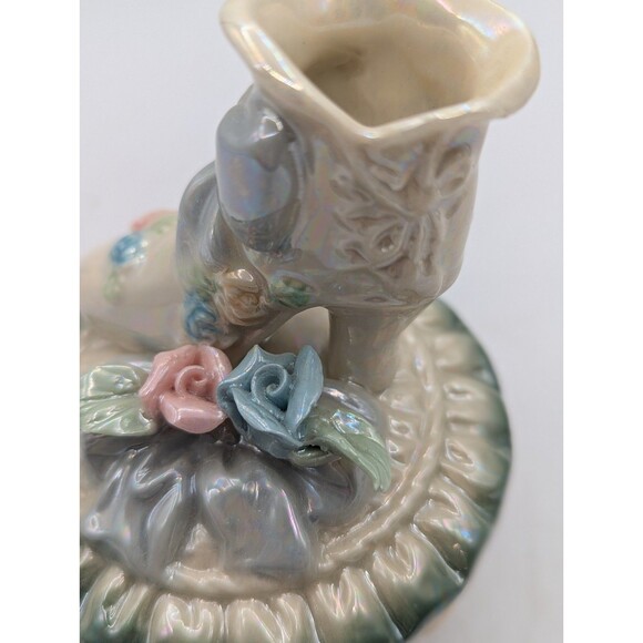 Vintage Trinket Box Victorian Boot Floral Green Ring Box - Picture 5 of 13